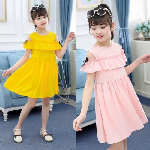2021 New Girl Dress Kids Dresses For Girls Ruffle Pleated Kids Dress Spring Summer Cute Beach Dress For Girls Party 8 10 12 Year