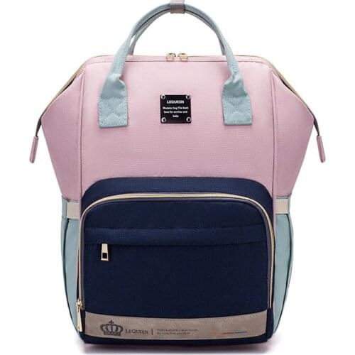 New Lequeen Mommy Backpacks Nappy Bags patchwork fashion Diaper bags Mummy Large Capacity Travel Bag for baby born LPB16