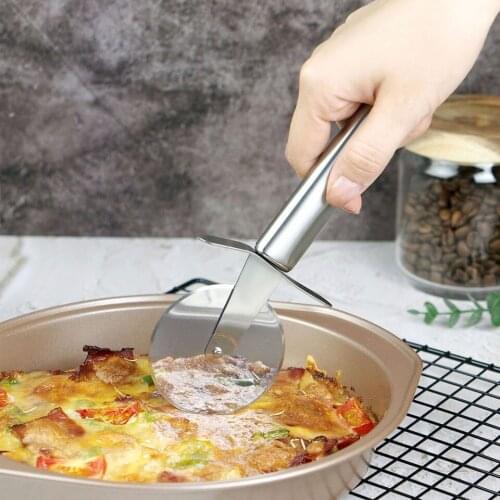 304 Stainless Steel Pizza Cutter Super Sharp Pizza Slicer-Rocker with Non-Slip Handle