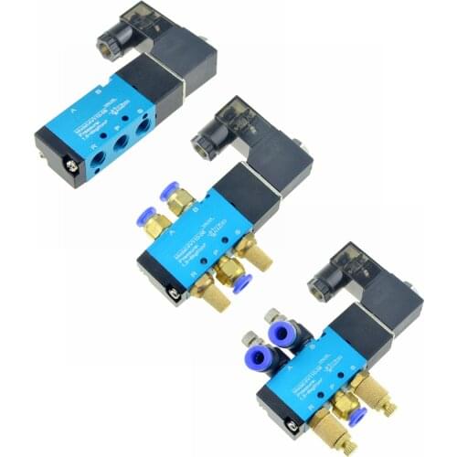 Air Solenoid Valve 5 Way Port 2 Position Gas Pneumatic Electric Magnetic Valve 12V 24V 220V Coil Volt 4mm 6mm 8mm Hose 4V110-06