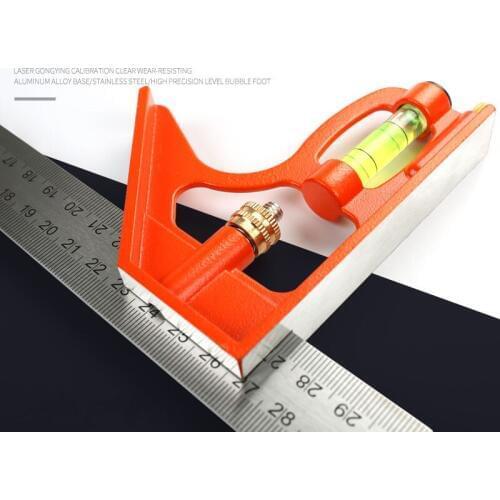 Movable Ruler 90 Degree Stainless Steel Multifunctional Horizontal Right Angle Ruler Woodworking Universal 45 High Precisi
