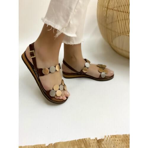 Ülkü Yaman Collection- Kahve Bayan Hakiki Deri Sandalet 2020 Bayan Sandalet Yazlık Ayakkabı Modelleri Bayan Ayakkabı