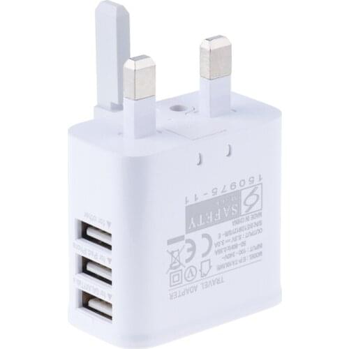 UK Plug 3 Ports USB Power AC Wall Charger Travel Adapter For iPhone iPad Air Mini for Samsung Galaxy S4 S5 Note 3 Xiaomi 50pcs