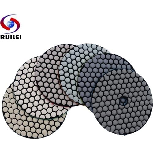 RIJILEI 6Pcs/Set 3"/4" Dry Polishing Pad Sharp Type Flexible Diamond Polishing Pad For Granite Marble Stone Sanding Disc