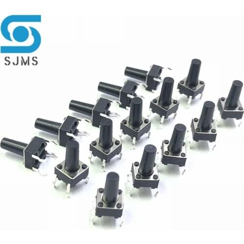 SJMS 20PCS 6*6*11 Tact Switch Push Button DIP 4 Pin Tactile Push button 6X6X11 mm Micro Switch Touch Button Tactile Reset switch