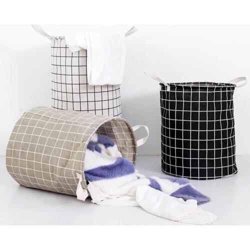 Foldable Laundry Hamper Basket Japanese Cotton Linen Fabric Waterproof Dirty Laundry Toy Clothes Storage Basket Home Accessories
