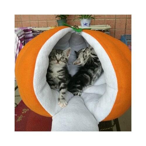 Pet Supplies Creative Dog House Orange Pumpkin Peach Cat House Winter Warm Pet House Pet Bed