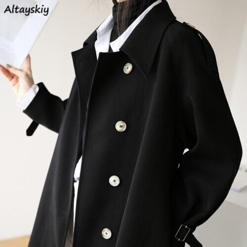 Trench Women Spring Fashionable Solid All-match Loose Long Sleeve Epaulet Design Elegant Casual Mujer Outerwear 2021 High Street