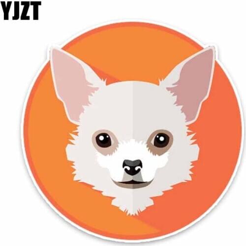 YJZT 13*13CM Chihuahua Dog Head Car Bumper Window Decoration Car Sticker C1-4204