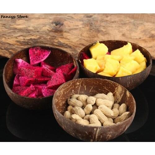 Log Coconut Salad Bowl Natural Wooden Tableware Restaurant Kitchen Tools Ice Cream Bowl Fruit Salad Container Coconut Bowl New