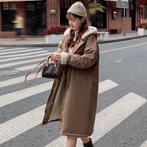 Winter Women Long Lamb Wool Parkas Jacket Casual Hooded Oversized Thick Warm Parkas Coat 2021 Fashion Girls outwear parkas