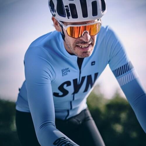 Winter SYNDICATE Thermal Jersey Blue Warm Long Sleeve Cycling Jackets Ropa Ciclismo Maillot Hombre Bicycle Mens Windbreaker Top
