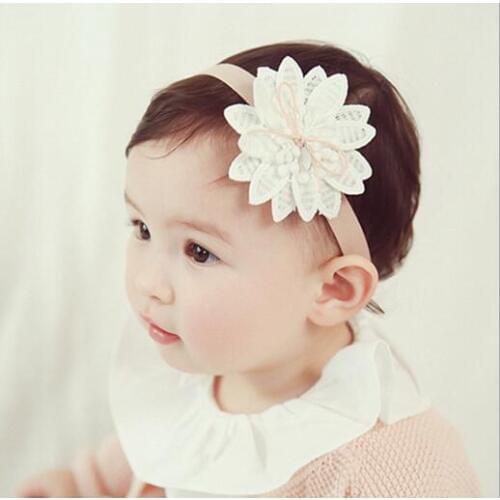 1pcs New Kids Flower Headbands Water Soluble Elastic Hair Band Headwear Girls Flower Hair Accessories