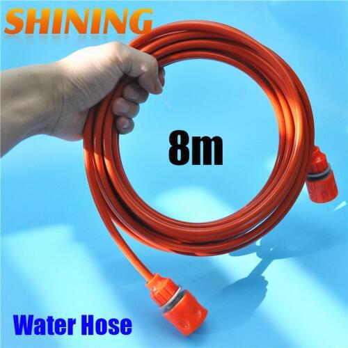 25FT 8m PU Water Hose Pipe, With 7-function Water Gun Nozzle Garden Sprayer Car Washing Washer Household Hose Reel Pipe Sprayer
