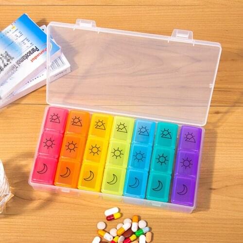 3 Row 21 Grids 7 Days Weekly Pill Case Medicine Tablet Dispenser Organizer Pill Box Splitters Pill Storage Container New