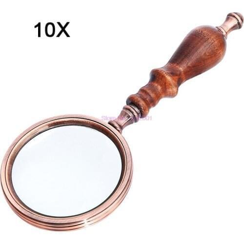 30pcs 10X 75mm Handheld Magnifier Wooden Handle Vintage Magnifying Glass Portable Retro Handle Magnifier Eye Loupe Glass