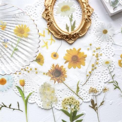 40pcs/box Flower Series Stickers Vintage Self-adhesive Junk Journal Decorative Sticker DIY Flakes Scrapbooking Kawaii Stationery