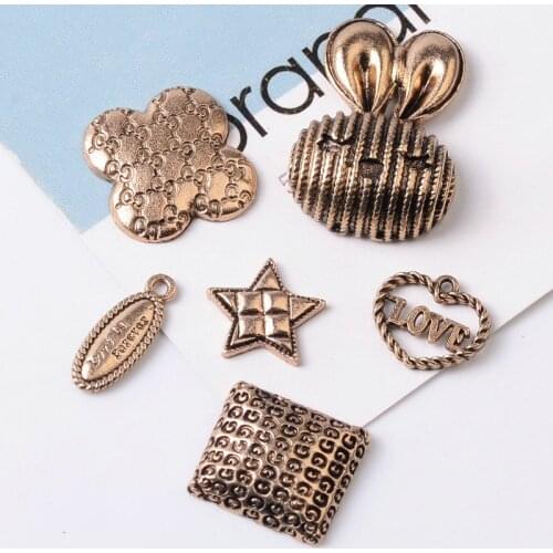 5pcs Alloy Creative Rabbit love Gold Pearls Pendant Button Ornaments Jewelry Earrings Choker Hair bag DIY Jewelry Accessories