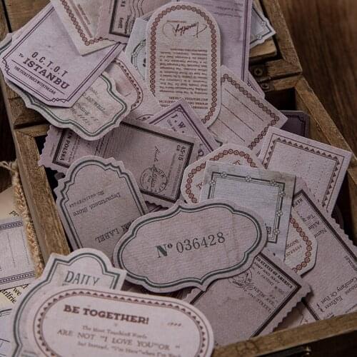 50Pcs/Box Antique Label Collage Material Paper Junk Journal Planner Scrapbooking Vintage Decorative DIY Craft Paper