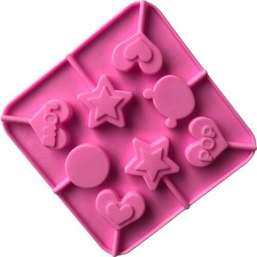 8-Star Love Lollipop Silicone Chocolate Mold XG252