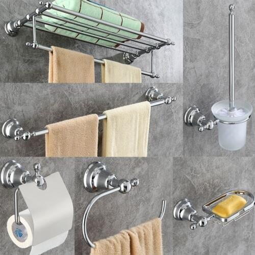 AOBITE Bathroom Accessories Modern Chrome Towel Rack alloy Towel Rack Rack Bathroom Toilet Hardware Pendant Set 7700