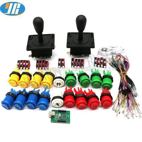 Arcade Game DIY Kit 2 Player Kit Zero Delay USB Encoder To PC /PS3 Raspberry pi 8 Way Joystick DIY 28mm Happ Stlye Buttons