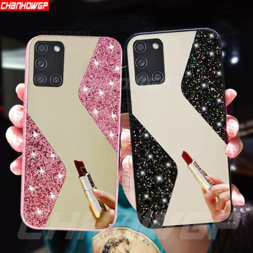 Glitter Makeup Mirror Case For Samsung Galaxy A21S A51 A71 A01 A11 A31 A41 A70 A50 A30 A20 A10 S20 FE S10 Note20 Ultra TPU Cover