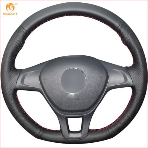 MEWANT Black Artificial Leather Car Steering Wheel Cover for Volkswagen VW Golf 7 Mk7 New Polo 2014 2015 2016 2017 Accessories