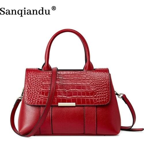 100% Genuine Leather Handbags Cowhide Leather Women Handbag Fashion Portable Shoulder Messenger Lags Ladies Bag Luxury Design