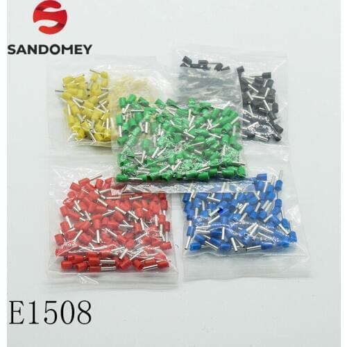 E1508 Tube insulating Insulated terminals 1.5MM2 Cable Wire Connector Insulating Crimp Terminal Connector 100PCS/Pack