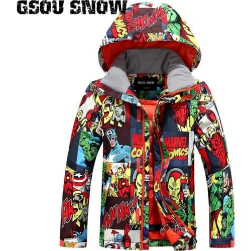 GSOU SNOW Kids Ski Jacket Snowboard Jacket Windproof Waterproof Kids Children Clothing Outdoor Sport Wear Skiing Coat Super Warm