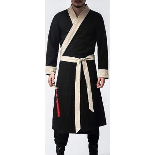 Cotton ancient costume hanfu menswear knight-errant martial arts performance suits robe male kung fu wushu traditional clothing