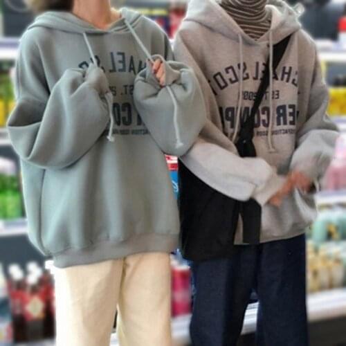 Harajuku Letters Print Hoodies Women Plush Oversized Sweatshirt Streetwear Hoody Female Autumn Winter Long Sleeve Sweatshirt