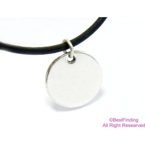 Round disc charm 17mm silver tone metal pendant earrings findings