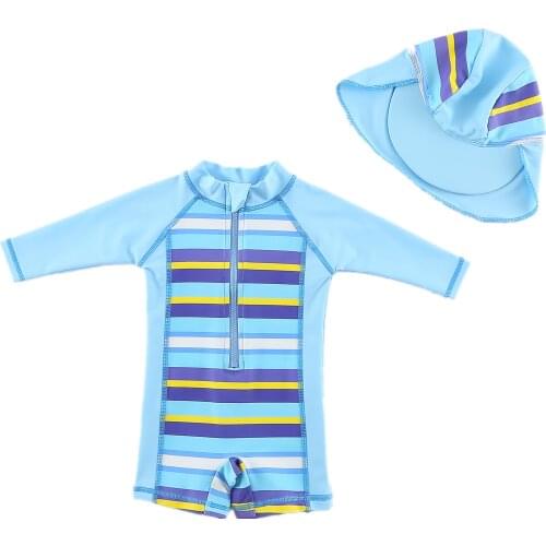 Wishere One Piece Baby Boy Swimsuit With Hat Swimming Suit With Hat Kids Beachwear