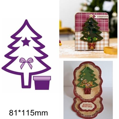 Merry Christmas Tree Box Gift Bow Know Star Metal Cutting Dies Hollowed Decorate Cards Handcraft Album Photos New Template DIY