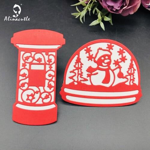 Alinacutle Metal Cutting Dies Cut Mailbox Snow Globe Snowman Scrapbooking Paper Craft Handmade Album Card Punch Art 20102314