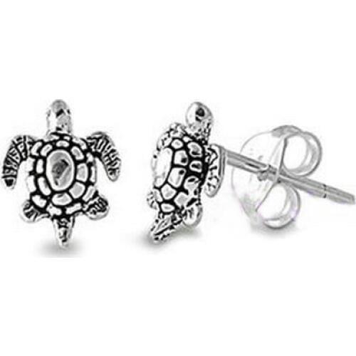 Cute Ancient Silver Colour Turtle Stud Earrings, Animal Earrings, Tortoise Earrings