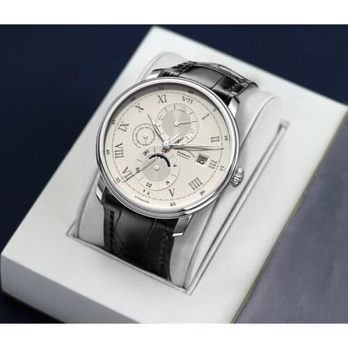 BORMAN Retro Men Mechanical Watch Sapphire Glass Waterproof 50M Automatic Clock Genuine Leather Strap Multifunction Man Watches