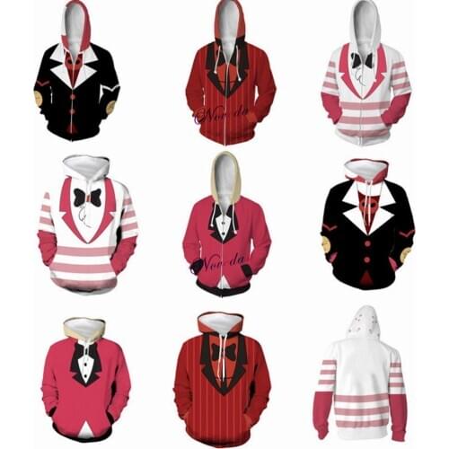 New Movie TV Hazbin Hotel Cosplay Costume Alastor Mimzy Dust Angel Cosplay Anime Hoodie Sweatshirt Jacket Coat Men Women Top