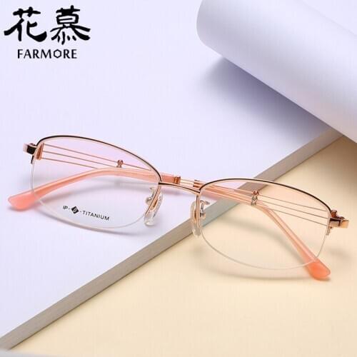 Personalized Plain Myopia Glasses Rim Artistic round Fashion Semi-Rimless Frame Glasses Frame Fmts6015