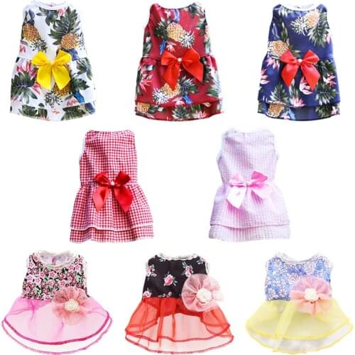 Pet Cat Dress for Dogs Clothing Fancy Dog Dresses Hawaiian Skirt Princess Dress Wedding Cat Costume Chihuahua Yorkshire Kitten