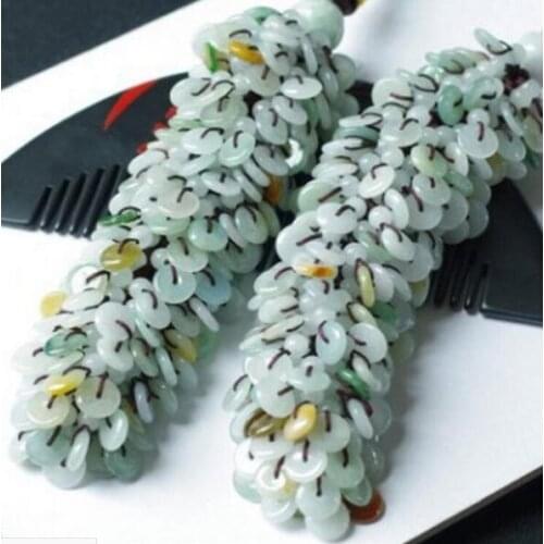 Natural jade three buckle hand woven car hanging pendant