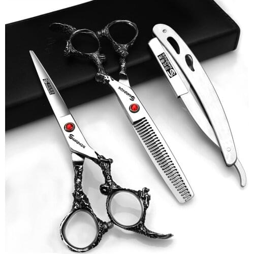 Scissors professional hairdressing 6 inch set salon stainless steel razor scissors free custom logo wear-resistant