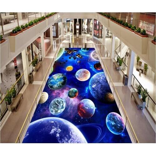 PVC Wall paper self-adhesive Floor mural Bright stars 3D floor Modern Custom 3D floor mural