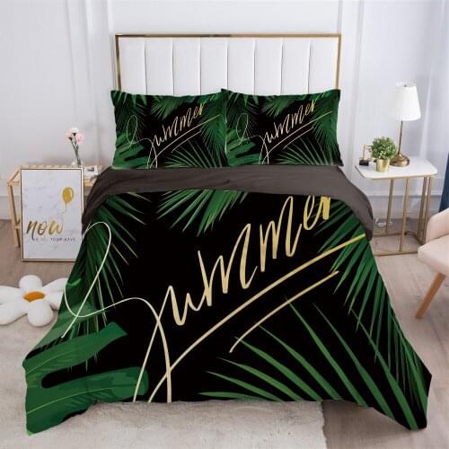 Luxury Duvet cover set Europe Queen King Size 3D Bedding set Print Bed linen Comfortable Quilt cover Bed Set Nordic leaf black