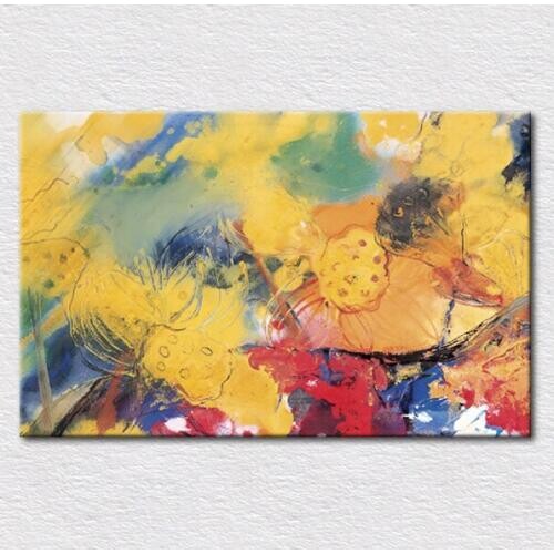 Retail quality Canvas prints from abstract lotus oil painting modern design art to hang on hotel wall free shipping