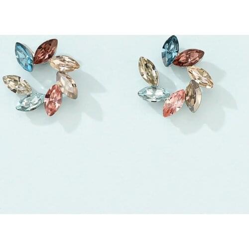 Crystal Stud Earrings Circle Butterfly Geometric Square Simple Temperament Zircon Piercing Earrings for Women Fashion Jewelry