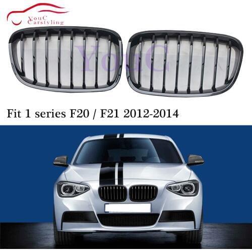 1-slat Gloss Black Replacement Front Kidney Grill for BMW 1 Series F20 F21 2012 - 2014 5-door Hatchback ABS Plastic Grille Mesh