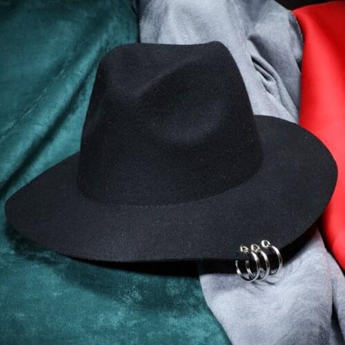 Sunlynn Brand Wool Unisex Womens wide-brim Fedora Hat Men Woolen Panama Cap Female Male Trilby Jazz Church Hat